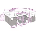 vidaXL Ensemble de canapé de jardin 10 Pièces Noir 100 x 55 x 73 cm