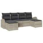 vidaXL Ensemble de canapé de jardin 6 Pièces Gris clair Poly rotin