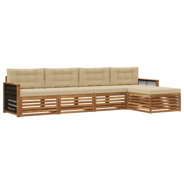 vidaXL Ensemble de canapés d'extérieur 5 pc Naturel et Beige