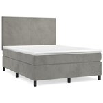 vidaXL Sommier à lattes de lit et matelas Gris clair 140x190cm Velours