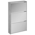 vidaXL Armoire à chaussures miroir 3 niveaux Sonoma gris 63x17x102 5cm