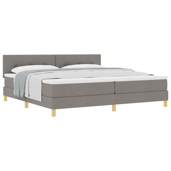 vidaXL Lit à ressorts avec coussin Taupe 200 x 200 cm tissu