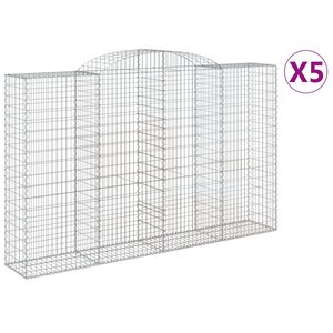 vidaXL Paniers à gabions arqués 5 Pièces 300x50x180/200 cm fer galvanisé