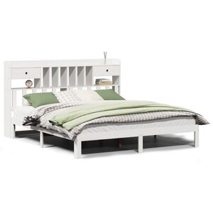 vidaXL Lit bibliothèque sans matelas blanc 180x200 cm bois pin massif