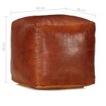 vidaXL Pouf 40 x 40 x 40 cm Brun roux Cuir véritable de chèvre