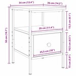 vidaXL Cabinet de chevet avec tiroir 2 Pièces Chêne noir 34 x 36 x 50 cm