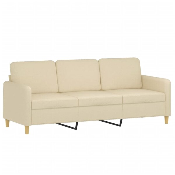 vidaXL Canapé à 3 places Crème 180 cm Tissu