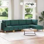 vidaXL Canapé modulaire avec rangement 5 Pièces Vert foncé Tissu
