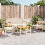 vidaXL Salon de jardin avec coussins 4 Pièces beige résine tressée