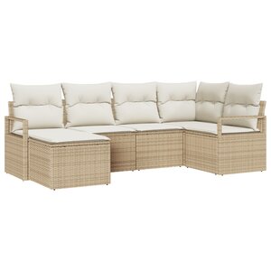 Ensemble de canapés de jardin 8 pièces avec coussins marron en poly rotin