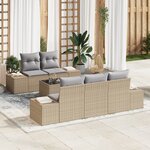 vidaXL Ensemble de canapés de jardin 6 pièces avec coussins Beige Poly Rotin