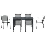 vidaXL Ensemble de Salle à Manger de Jardin de 7 Pièces en Acier Charcoal