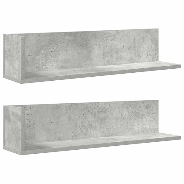 vidaXL Étagères murales 2Pièces gris béton 75x16 5x16 5cm bois ingénierie