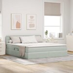 vidaXL Lit de rangement LED avec matelas Gris clair 180 x 200 cm