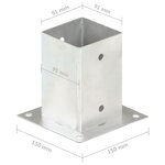 vidaXL Ancres de poteau 4 Pièces Métal galvanisé 91 mm