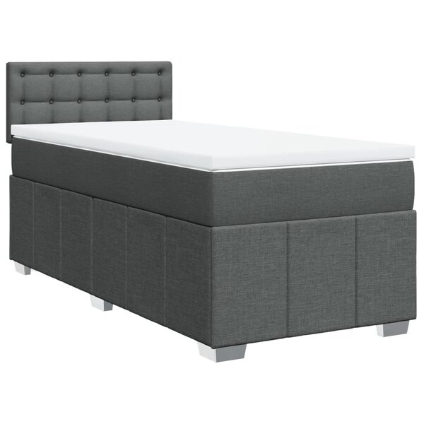 vidaXL Sommier à lattes de lit avec matelas Gris foncé 90x200 cm Tissu