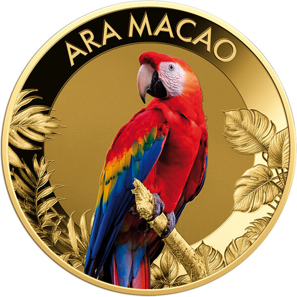 Monnaie ARA MACAO 1/1000 Oz Medaille Or 3000 Francs Chad 2026