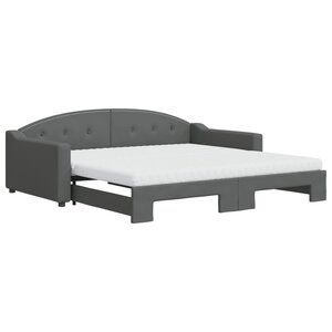 vidaXL Lit de jour avec gigogne et matelas gris foncé 100x200 cm tissu