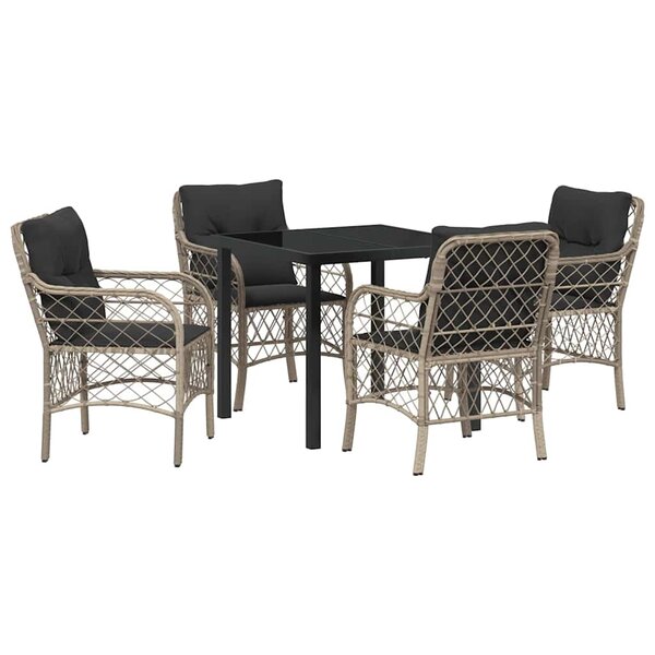 vidaXL Ensemble de salle à manger pour jardin 5 Pièces Gris clair