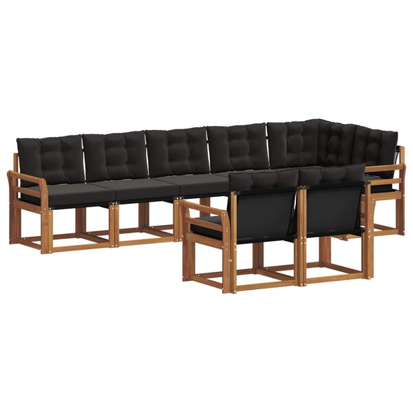 vidaXL Ensemble de canapés d'extérieur 8 pc Naturel et Noir