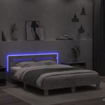 vidaXL Cadre de lit avec LED sans matelas gris béton 150x200 cm