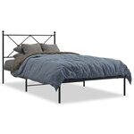 vidaXL Cadre de lit métal sans matelas avec tête de lit noir 100x190cm