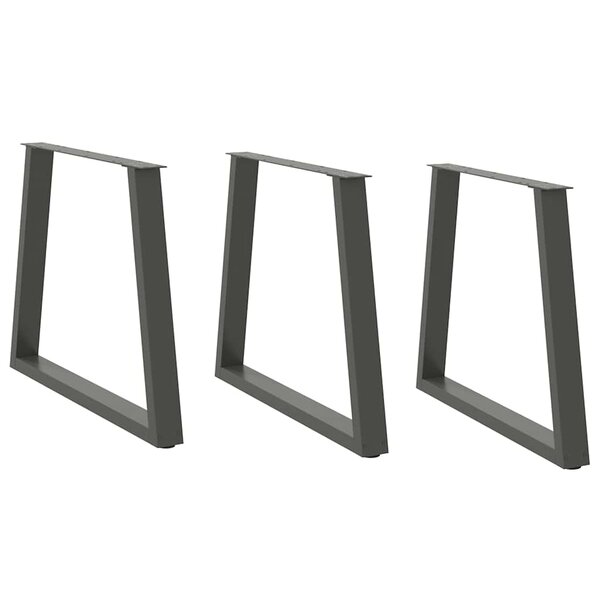 vidaXL Pieds de table à manger en forme de V  3 pièces  anthracite  80 x (72-73 3) cm  acier
