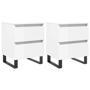 vidaXL Tables de chevet 2 Pièces blanc brillant 40x35x50 cm