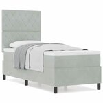 Lit Box Spring vidaXL avec Matelas Gris clair 80x200 cm Velours