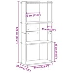 vidaXL Bibliothèque à 3 niveaux vieux bois 60x30x120cm bois ingénierie