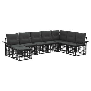 vidaXL Ensemble de canapés d'extérieur 8 Pièces Noir et Gris foncé