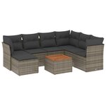 vidaXL Salon de jardin 8 Pièces avec coussins gris résine tressée