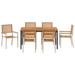 Ensemble de salle à manger de 7 pièces vidaXL en poly rotin beige et acacia