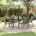 Ensemble de Salle à Manger de Jardin 5 Pièces vidaXL Gris Textilène et Acier