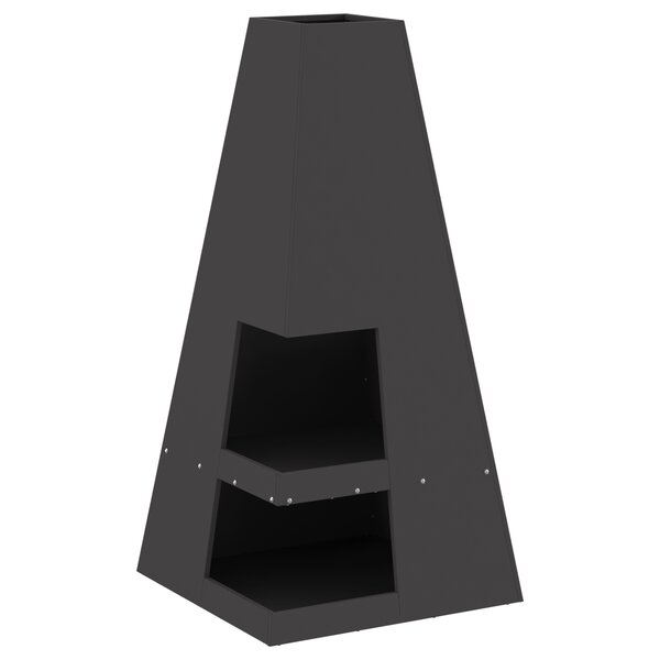 vidaXL braséro avec rangement pour bûches - noir 50 x 50 x 100 cm - en acier