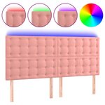 vidaXL Tête de lit à LED Rose 160x5x118/128 cm Velours