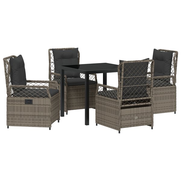 vidaXL Ensemble de Salle à Manger de Jardin 5 Pièces Gris Rattan Poly