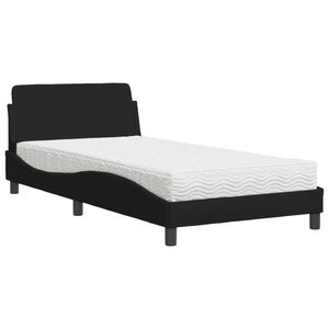 vidaXL Lit avec matelas Dover noir 100x200 cm tissu