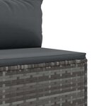vidaXL Salon de jardin 9 Pièces avec coussins Gris Résine tressée