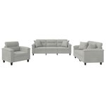 vidaXL Ensemble de canapés 3 Pièces coussins Gris clair Tissu microfibre