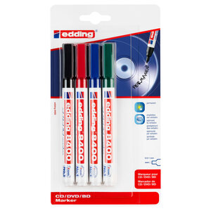 Edding marqueurs à cd/dvd/bd 4 pièces multicolore 8400