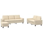 vidaXL Ensemble de canapés 3 Pièces crème tissu