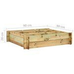 vidaXL Lit surélevé 90 x 90 x 20 cm Bois imprégné