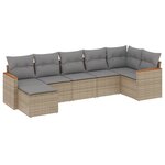 vidaXL Salon de jardin avec coussins 7 Pièces beige résine tressée