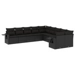 vidaXL Salon de jardin 10 Pièces avec coussins noir résine tressée