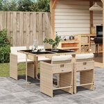 vidaXL Ensemble à manger de jardin avec coussins 5Pièces Beige poly rotin