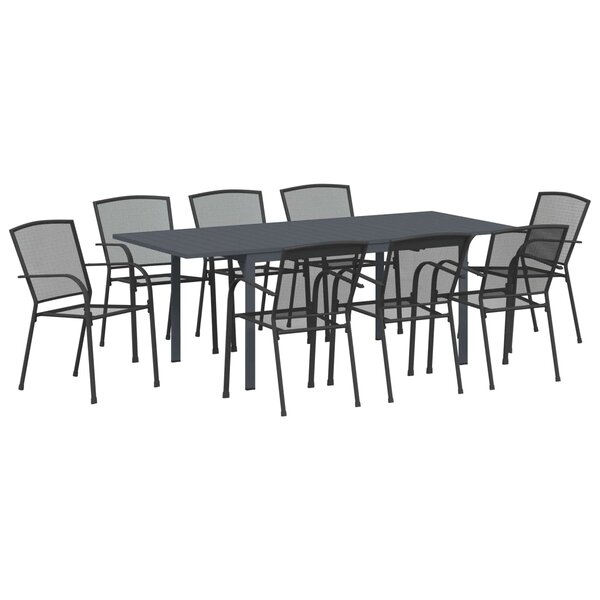 vidaXL Ensemble de salle à manger pour jardin 9 Pièces Anthracite Acier