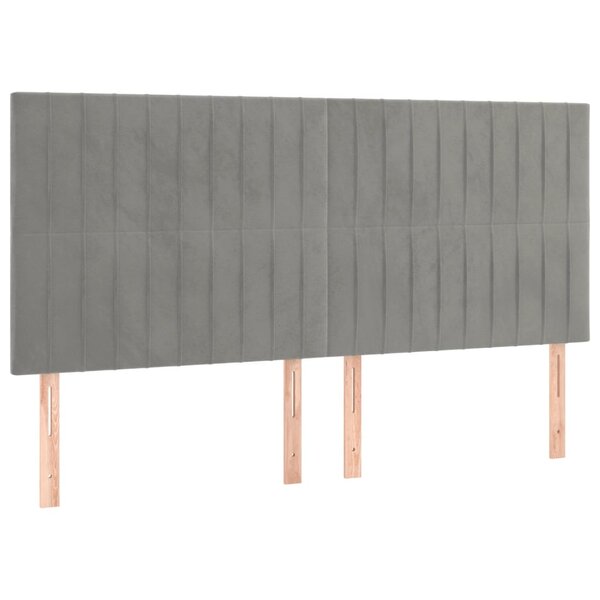 vidaXL Tête de lit Gris clair 160x5x118/128 cm Velours