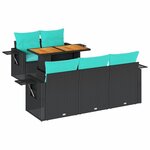 vidaXL Salon de jardin 6 Pièces avec coussins noir résine tressée