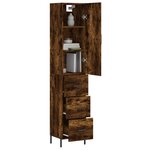 vidaXL Buffet haut Chêne fumé 34 5x34x180 cm Bois d'ingénierie